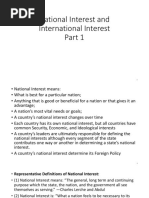 National Interest & International Interest, Part 1