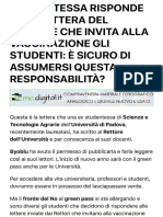 Studentessa Risponde Alla Lettera Del Rettore Che Invita Alla Vaccinazione Gli Studenti: È Sicuro Di