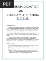 SECUENCIA DIDÁCTICA DE LENGUA Y LITERATURA 2 y 3