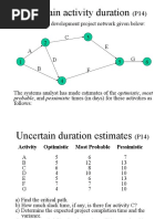 Uncertain Activity Duration: Consider The IS Development Project Network Given Below: 3 A C E G