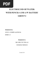 Electrolysis of Water: With Pencils and A 9V Battery Group 3