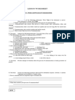 Lesson Worksheet: Unit 1: Nature and Process of Communication