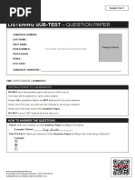 Listening Sub-Test - Question Paper: Your Details and Photo Will Be Printed Here