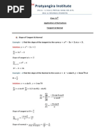 Pratyangira Institute: Class 12 Application of Derivatives Tangent & Normal