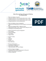 SciProMEC Project Management Pre-Workshop Quiz