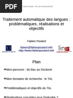 Traitement Automatique Des Langues: Problématiques, Réalisations Et Objectifs