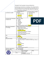 Data Gathering Instrument For Trainees Characteristics