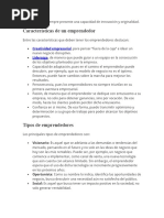 Características de Un Emprendedor: Creatividad Empresarial Liderazgo