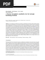 A Thermo-Viscoplastic Constitutive Law For Isotropic Hardening of Metals