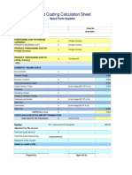 Import Costing Calculation Sheet: Spare Parts Supplier