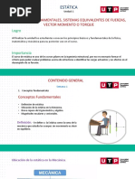 Estática: Conceptos Fundamentales, Sistemas Equivalentes de Fuerzas, Vector Momento O Torque