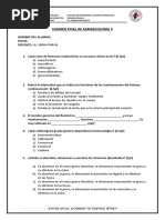 Examen Final de Farmacologia Ii Lic. Sarah Pari