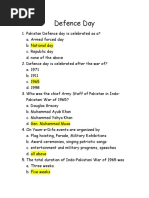 Defence Day-Quiz Answers