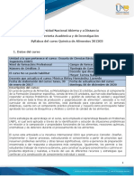 Syllabus Del Curso Química de Alimentos