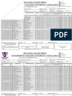 Detailed Award Sheet Government College University, Faisalabad