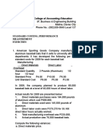 Standard Costing, Performance Measurement Exercises