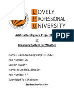 Artificial Intelligence Project Report of Reasoning System For Weather