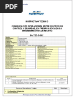 Comunicación Operacional Entre CCD y Brigadas en Faenas Asocoadas A Mant. Correct. Dx-TEC-O-507