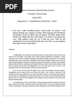 Institute of Business Administration Karachi Principles of Accounting Spring 2021 Assignment 1 - Submitted by Sohrab Raza - 21567