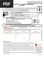 Sdo Laguna Ste - P Research Worksheet Quarter 1: Grade 8