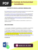 Modelo de Contrato de Exclusividad Inmobiliaria