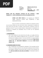 Apelacion de Auto Que Declara Rebeldia Por No Contestar Demanda de Jorge Vera Rojas Caso Alimentos 2020