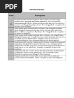 Score Descriptors: Holistic Rubrics For Essay