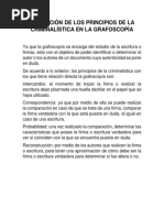 Aplicación de Los Principios de La Criminalística en La Grafoscopía