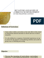 The Nature and Scope of Curriculum Development: in The Philippine Context