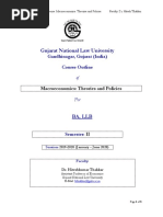 Course Outline II, Macroeconomics Theories and Policies