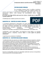 Sustentabilidade Urbana e Gestão Do Meio Urbano - Prova Discursiva