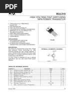 High Voltage Fast-Switching NPN Power Transistor: Applications TO-220