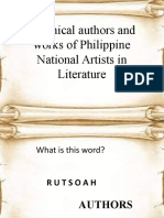 Canonical Authors and Works of Philippine National Artists