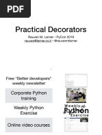 Practical Decorators: Reuven M. Lerner - Pycon 2019 Reuven@Lerner - Co.Il - @reuvenmlerner