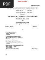 Before The Madurai Bench of Madras High Court: W.P (MD) .No.12015 of 2021