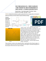 To Determine Thickness of A Thin Paper by Measuring The Width of The Interference Fringes Produced by A Wedge Shaped Film