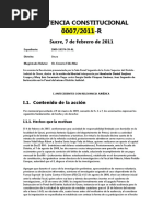 SENTENCIA CONSTITUCIONAL 0007 2011 Incidentes