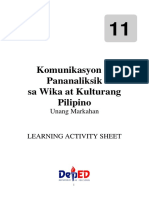 Komunikasyon at Pananaliksik Sa Wika at Kulturang Pilipino: Unang Markahan