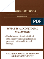 Individual Behavior: The Teacher and The Community, School, Culture and Organizational Leadership