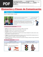 Castellano 5° Sep 27 Taller de Paro Elementos y Clases de Comunicacion