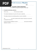 Properties of Waves Worksheet