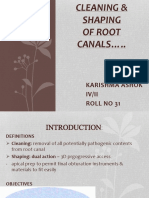 Cleaning & Shaping of Root CANALS ..: Karishma Ashok Iv/Ii Roll No 31