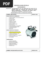 Especificaciones Técnicas Equipamiento