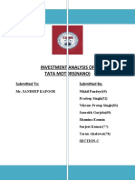 Investment Analysis of Tata Motors (Nano) : Submitted To: Submitted by