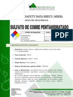 MSDS de Sulfato de Cobre