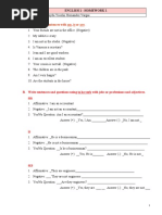 Complete The Sentences With Am, Is or Are.: English 1 - Homework 1 Name