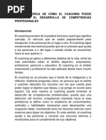 Ensayo Acerca de Cómo El Coaching Puede Fomentar El Desarrollo de Competencias Profesionales