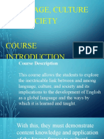 Language Culture and Society Course Intro