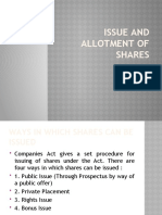 ISSUE and Allotment of Shares