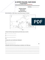 Fazaia Inter College, Nur Khan: Pakistan Studies Work Sheet Unit: 04"forests"